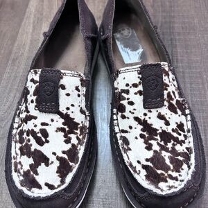 Ariat Women's Cowhide Pattern Loafers - Brown and Cream